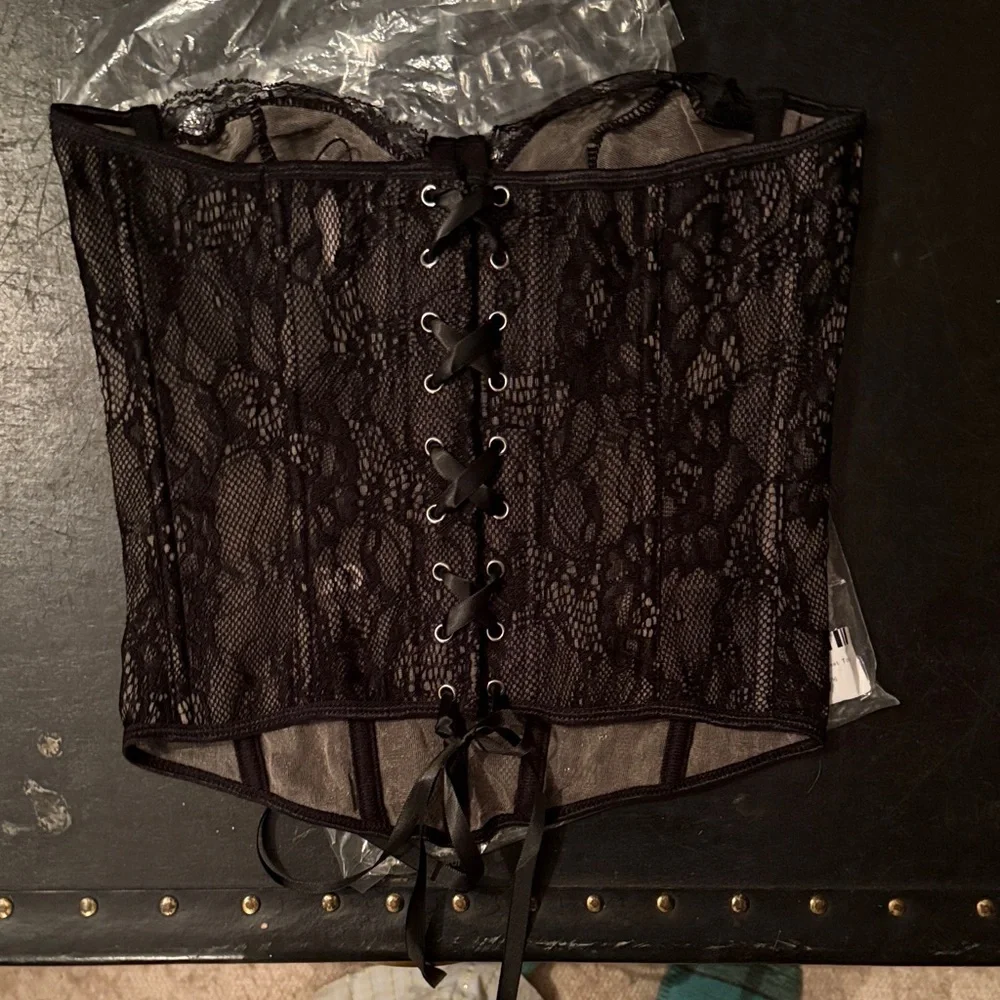 EGO Black Lace Bandeau Corset - Picture 5 of 7